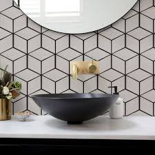 Revestimento Adesivo Em Formato Hexagonal Lavavel Revestimento Banheiro Revestimento Cozinha Adesivo Azulejo