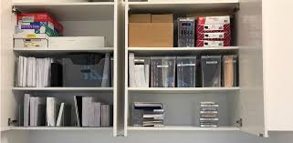 The trick to office organization is to keep supplies out of sight in color coded storage bins. Organizing Office Supply Closets Nyc Professional Office Organizer