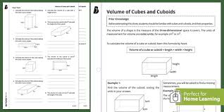 The volume of a cube is defined as the number of cubic units, occupied by the cube. Volume Of Cubes And Cuboids Home Learning Ks3 Maths
