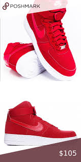 Nike Air Force 1 High 07 Red Suede Very Clean Shoe Size 8 5 Mens Like Brand New With Box No Stains On The White No Tears In 2020 Nike Air Red Suede Nike Air Force