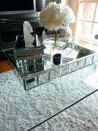 Modern decorative coffee table tray, ottoman tray with champagne gold handles. Silver Vanity Tray For Living Room Novocom Top