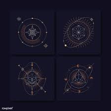 Download Premium Vector Of Geometric Mystic Symbols Vector Set 557897 Astrological Symbols Mystic Symbols Geometric Star