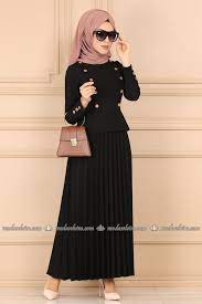 Modaselvim Kombin Pilise Etekli Ikili Tesettur Takim 2227ms212 Siyah Black Chiffon Dress Fashion Dresses Hijab Fashionista