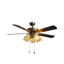 Shop for flush mount ceiling fans in ceiling fans by mount type. 36 42 Inch Antique Beige Semi Flushmount Light Bell 5 Heads Glass Ceiling Fan With Pull Chain For Dining Room Beautifulhalo Com