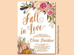 Fall In Love Autumn Bridal Shower Invitation Boho Tribal Pumpkin Bridal Shower Invite Fall Bridal Shower Fall Wedding Shower Fall Wedding Shower Invitations