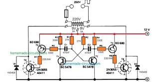 Simple 100 Watt Inverter Circuit Using 2n3055 Power Transistors Electronic Circuit Projects Circuit Projects Circuit