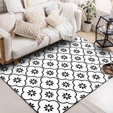 You definitely can mix floral patterns with geometric designs. Sunsky 60x90cm Geometric Flower 3d Printed Carpets Living Room Bedroom Area Rugs Sofa Antiskid Mats Color Black White