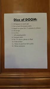 Dice Of Doom Have Kids Come Up With Their Own List Of Unpleasant Tasks Assign A Number 2 12 To The Tasks When They D Folding Clothes Cat Box Talking Back
