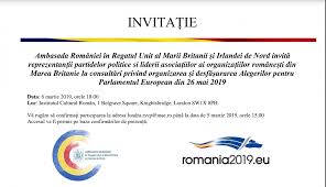 13 articole despre alegeri europarlamentare 2019. InvitaÈ›ie ConsultÄƒri Organizare È™i DesfÄƒÈ™urare Alegeri Europarlamentare 26 Mai 2019 Ambasada Romaniei In Regatul Unit Al Marii Britanii Si Irlandei De Nord