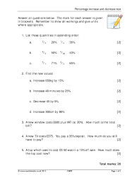 Percentage Increase And Decrease Worksheet In Pdf And Word Teachit Maths