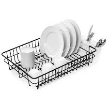 Easily fits on shelves and countertops, inside cupboards, and more. Home Treats Large Black Dish Drainer Plate Rack Cutlery And Cup Drainer Home Treats Uk