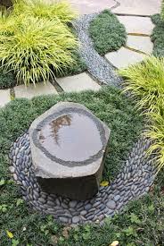 Japanese Garden Style Rock Water Basin With A Dry Pebble River Bed Water Basin Land Water Features In The Garden Japanese Garden Style Landscape Design Small