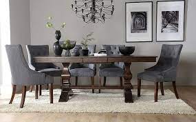Set (dining table & 4 side chairs), created for macy's. Cavendish Dark Wood Extending Dining Table With 8 Duke Slate Fabric Chairs Furniture And Choice