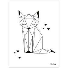 affiche origami renard raposa geometrica desenhos com formas geometricas animais geometrico coloriage buddhar