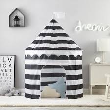 Black And White Striped Teepee Toys Toddler Play Tent Kids Tents Kids Playing