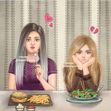 صور بنات كرتون حزينه رومانسيه رمزيات انمي كرتونيه Cute Cartoon Girl Cute Girl Drawing Drawings Of Friends