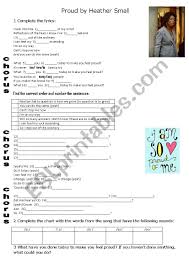 (c) 2000 sony music entertainment uk limited. Heather Small Proud Esl Worksheet By Michelekiffer