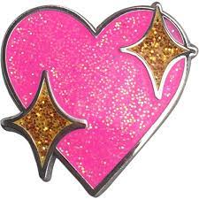 Sparkle Heart Emoji Pin Glitter Emoji Pin Pink Heart Jewelry Heart Emoji
