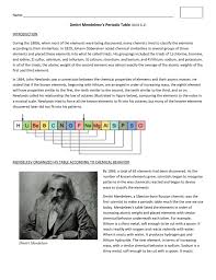 Mendeleev found that, when all the known chemical elements were arranged in order of increasing atomic weight, the resulting table displayed a recurring pattern, or periodicity, of properties within groups of elements. Name Dmitri Mendeleev S Periodic Table Unit 4 1