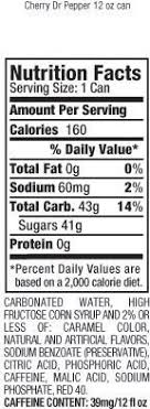 On january 1, the food and drug administration's new nutrition labeling rules kicked in: 78000098167 Dr Pepper Cherry Soda 12 Oz Can Pack Of 24