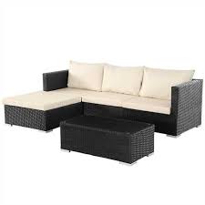 Target / patio & garden / patio furniture / black : Rattan Corner 3 Seater Sofa With 90cm Coffee Table Set Black Free Uk Delivery