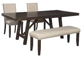 rokane light brown dining table w/2