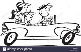 Familie Auto Fahren 2 Retro Clipart Illustration Stock Vektorgrafik Alamy
