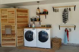 Simple Garage Laundry Screen Covering Water Heater Garage Laundry Garage Laundry Rooms Laundry Room Makeover