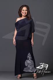 Cebu Dress Shop Dark Navy Blue Long Dress Buddha Accent Print Cebu Fashion Cebu Gown Maker Cebu Navy Blue Long Dress Long Blue Dress Prom Gown With Sleeves
