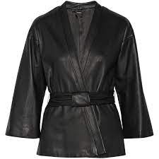 Adam Lippes Belted Leather Kimono Jacket Kimono Jacket Black Kimono Jacket Kimono Style Jacket