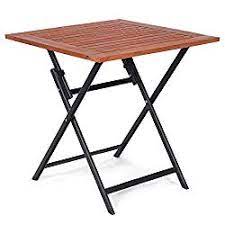 Tangkula Folding Patio Table Wood Table Portable Patio Deck Garden Furniture Outdoor Indoor Card Tables Folding Tray Table Square Dining Table Compact Picni Folding Picnic Table Camping Picnic Table Backyard Patio