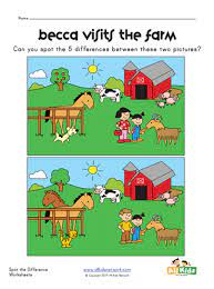 ?think that you're observant enough to spot the little differences ten between images. Spot The Difference On The Farm Worksheet All Kids Network Fun Worksheets For Kids Worksheets For Kids Kids Worksheets Preschool