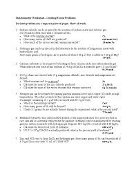 The amount of product produced by the reaction is limited by this reactant because the reaction cannot proceed further without it; Stoichiometry Worksheetexcess Chlorine Methanol