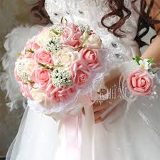 New Arrival Wedding Bouquet Handmade Flowers Ivory And Light Pink Rose With Pearls Bridal Bouquet Wedding Bouquets