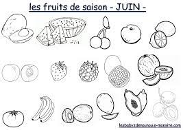 coloriage "les fruits et légumes de saison" (mois de juin)