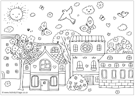 There's a page of nature coloring pages, one for street art. Spring Street Colouring Page Detailed Coloring Pages Spring Coloring Pages Coloring Pages