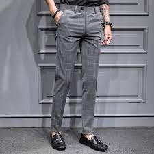 Check Trousers Men Full Length Vintage Plaid Men Suit Trousers Work Of The Gallery Inc Slim Fit Pants Men Slim Fit Dress Pants Mens Dress Pants
