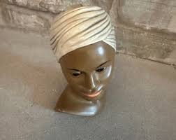Marwal Vintage Head Figurine Ceramic Bust Woman 1960s Retro Mid Century  Decor Turban Middle Eastern Central Asian African Chalkware