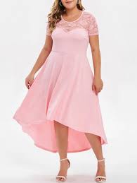 Plus Size Lace Insert High Low Party Dress High Low Party Dresses Evening Dresses Evening Dresses Plus Size
