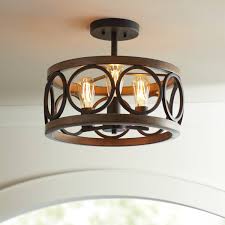 Galvanized metals, weathered wood, chicken wire mixed with charm. Farmhouse Close To Ceiling Lights Lamps Plus