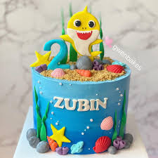 Cake was double barrel, and featured hand cut baby shark, daddy shark and mommy shark. 6 Baby Shark Cake Food Drinks Gift Baskets Hampers On Carousell