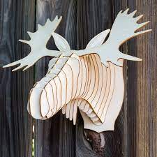 Fred The Birch Wood Moose Head Wall Decor Deer Head Wall Decor Moose Head Wood Deer Head