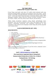 .job description the sales supervisor is responsible to manage the development of okc business within a specified territory; Lowongan Kerja Tamatan S1 Untuk Posisi Sales Supervisor Mix Di Pt Tempo Scan Pacific Medan Tanjung Morawa November 2020