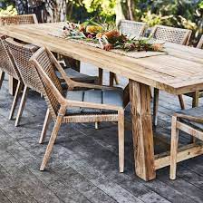 Solid wood dining table, rustic, industrial design. Highgate Reclaimed Teak 8 Seater Table 3200 X 1000 With 8 Weave Dining Chairs Pa Outdoor Tables And Chairs Outdoor Dining Furniture Outdoor Dining Table