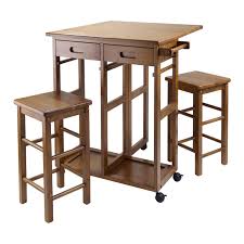 Amazon Com Winsome Space Saver With 2 Stools Square Kitchen Storage Carts Kitchen Table Settings Small Kitchen Tables Portable Kitchen Island