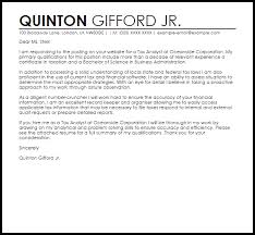Tax Analyst Cover Letter Sample Cover Letter Templates Examples