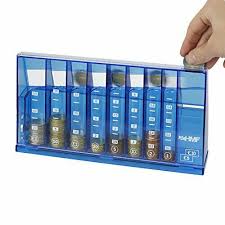 Cette trieuse compteuse valorisatrice est la solution simple et économique pour le traitement des pièces euros. Hmf 4710 05 Tirelire Compteuse De Monnaie Avec Plaque Trieuse Incluse Bleu Achetez Sur Ebay