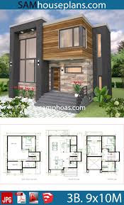 House Plans 9x10m With 3 Bedrooms House Plans Free Downloads In 2020 Small Modern House Plans Small Modern Home House Layout Plans
