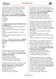 5. Sınıf Okuma Anlama Testi PDF