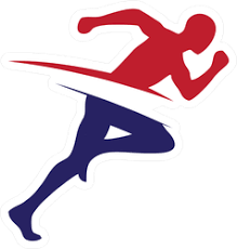 Run fast sport club creative vector illustration on rough texture yellow background. Running Man Logo Sticker